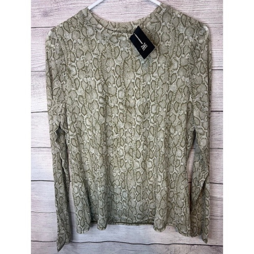 NWT International Concepts Sheer Snakeskin Print Long Sleeve Top Size L